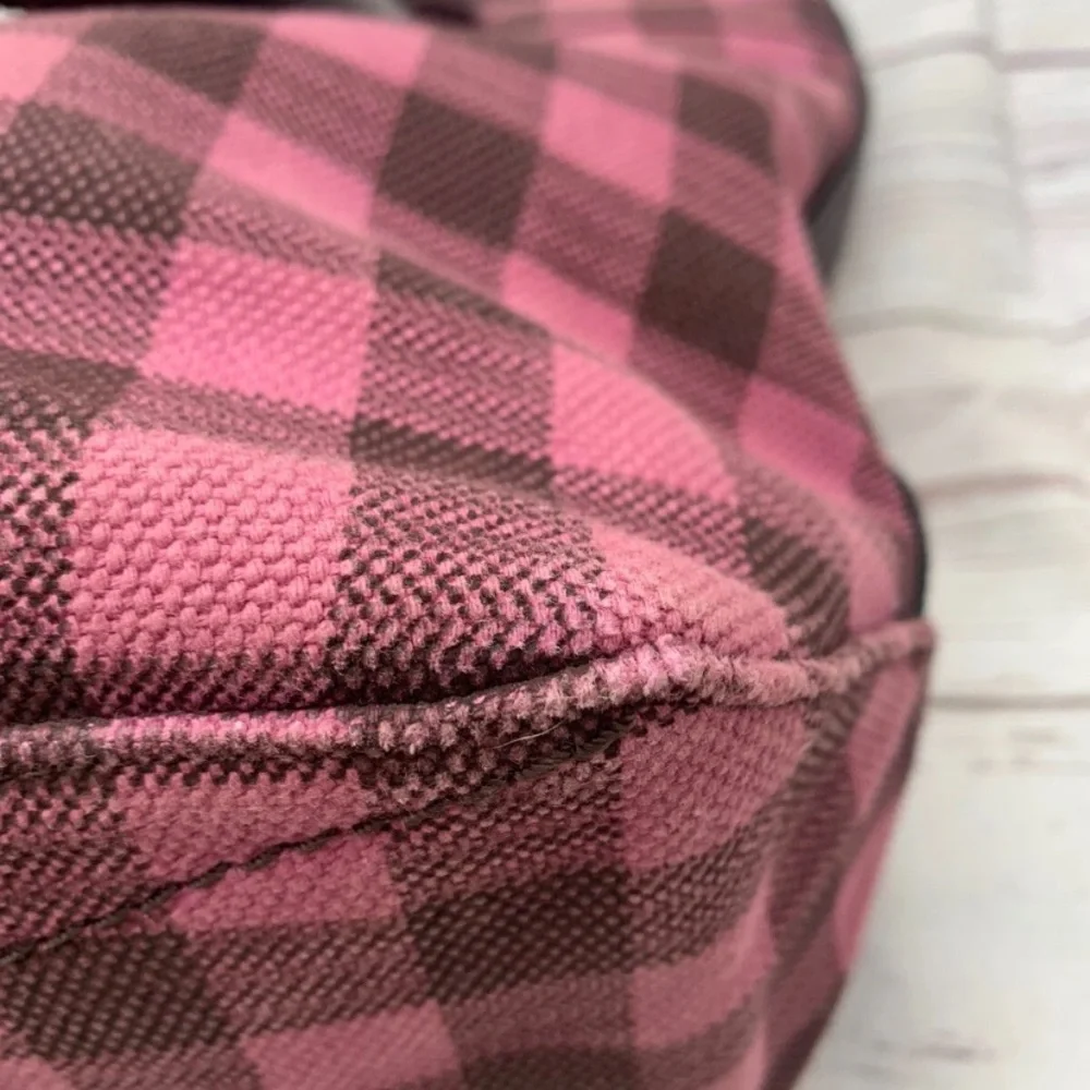 Coach Gingham Pink Tote Bag With Coach Leather Tag - Picture 9 of 14